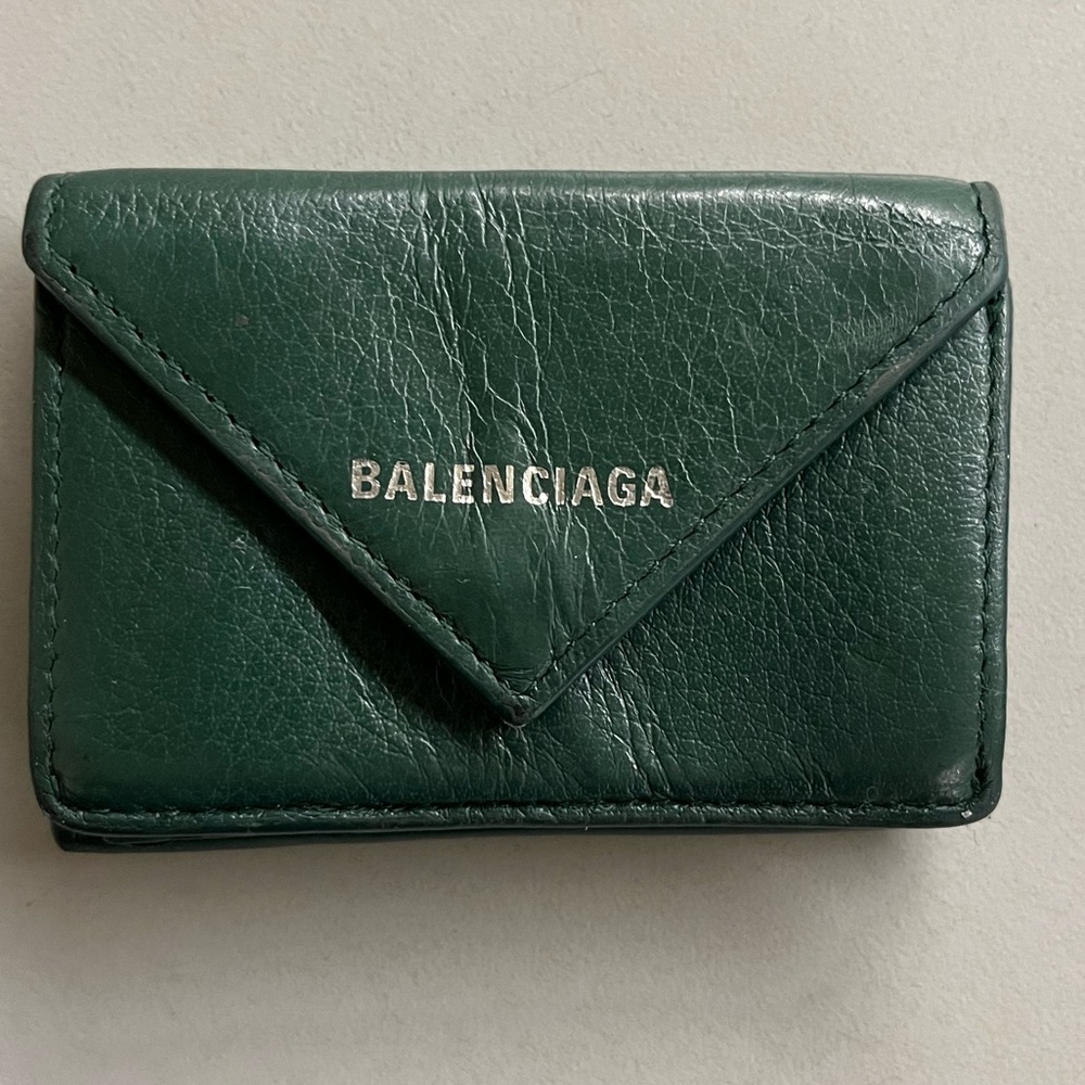 BALENCIAGA PAPIER MINI WALLET IN GREEN